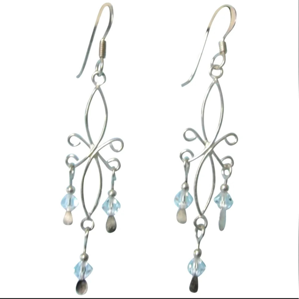 Michael Anthony Lovely Sterling and Crystal Chandelier Dangle Pierced Earrings